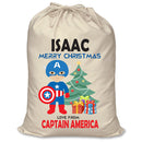 PERSONALISED Cartoon Inspired Super Hero Captain USA ISAAC - XL Children's Christmas Santa Sack CUSTOMISE Present