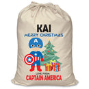 PERSONALISED Cartoon Inspired Super Hero Captain USA KAI - XL Children's Christmas Santa Sack CUSTOMISE Present