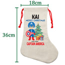 PERSONALISED Cartoon Inspired Super Hero Captain USA KAI HIGH QUALITY Large CHRISTMAS STOCKING - Any Name you want!
