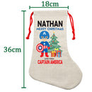 PERSONALISED Cartoon Inspired Super Hero Captain USA NATHAN HIGH QUALITY Large CHRISTMAS STOCKING - Any Name you want!