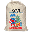 PERSONALISED Cartoon Inspired Super Hero Captain USA RYAN - XL Children's Christmas Santa Sack CUSTOMISE Present