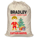 PERSONALISED Cartoon Inspired Super Hero Captain Marvell - XL Children's Christmas Santa Sack CUSTOMISE Present