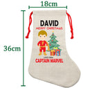 PERSONALISED Cartoon Inspired Super Hero Captain Marvell DAVID HIGH QUALITY Large CHRISTMAS STOCKING - Any Name you want!