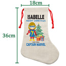 PERSONALISED Cartoon Inspired Super Hero Captain Marvell Girl ISBELLE HIGH QUALITY Large CHRISTMAS STOCKING - Any Name you want!