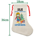 PERSONALISED Cartoon Inspired Super Hero Captain Marvell Girl JULIE HIGH QUALITY Large CHRISTMAS STOCKING - Any Name you want!