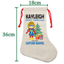 PERSONALISED Cartoon Inspired Super Hero Captain Marvell Girl KAYLEIGH HIGH QUALITY Large CHRISTMAS STOCKING - Any Name you want!