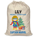 PERSONALISED Cartoon Inspired Super Hero Captain Marvell Girl LILY - XL Children's Christmas Santa Sack CUSTOMISE Present