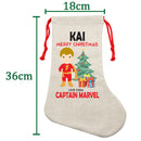 PERSONALISED Cartoon Inspired Super Hero Captain Marvell KAI HIGH QUALITY Large CHRISTMAS STOCKING - Any Name you want!