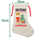 PERSONALISED Cartoon Inspired Super Hero Captain Marvell NATHAN HIGH QUALITY Large CHRISTMAS STOCKING - Any Name you want!