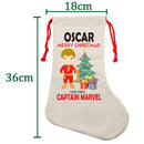 PERSONALISED Cartoon Inspired Super Hero Captain Marvell OSCAR HIGH QUALITY Large CHRISTMAS STOCKING - Any Name you want!