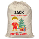 PERSONALISED Cartoon Inspired Super Hero Captain Marvell ZACK - XL Children's Christmas Santa Sack CUSTOMISE Present