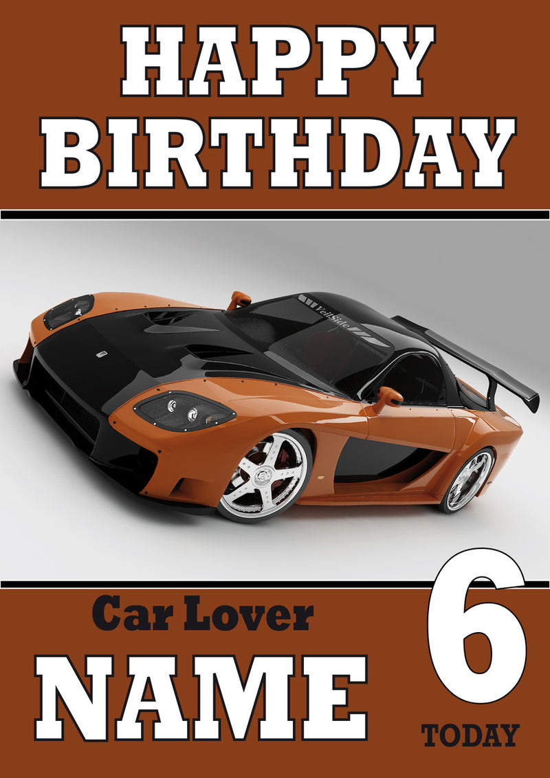 Personalised Car Lover 5 THEME INSPIRED Style PERSONALISED Kids Adult FUNNY Birthday Card