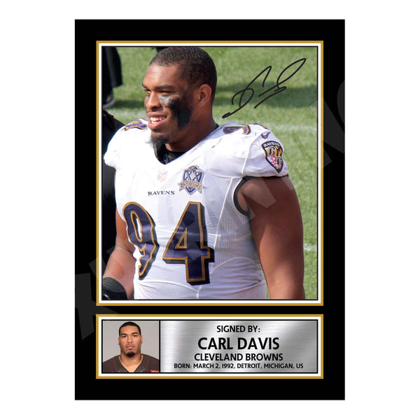 Carl Davis 1 American Football Printed Signature Print