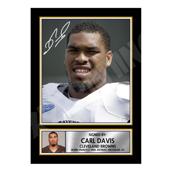 Carl Davis 2 American Football Printed Signature Print