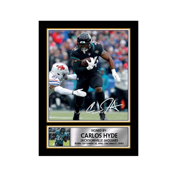 Carlos Hyde 2 American Football Printed Signature Print