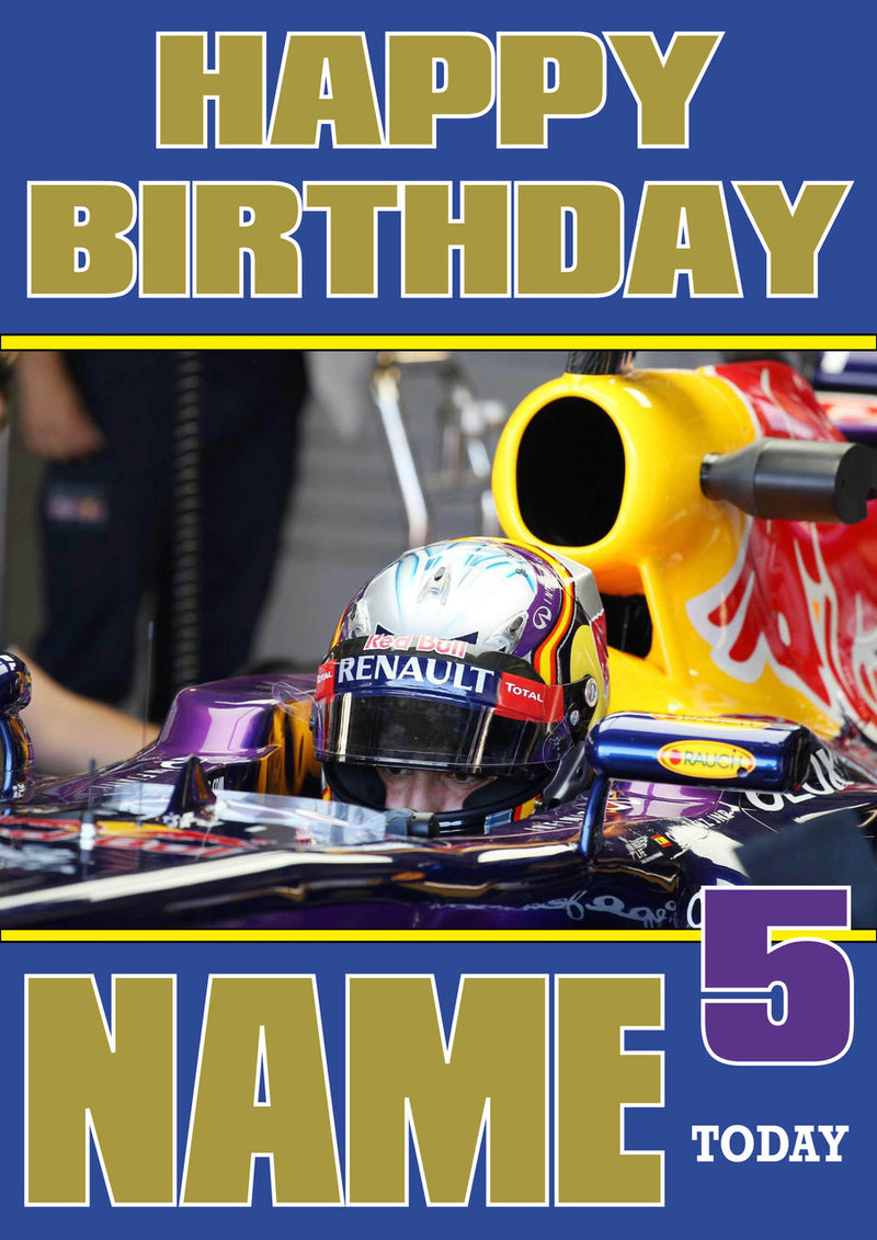 Personalised Carlos Sainz F1 THEME INSPIRED PERSONALISED Kids Adult Birthday Card 2