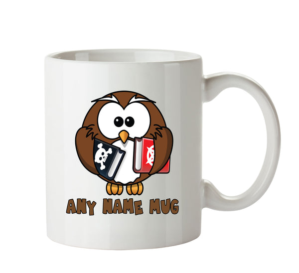 Personalised Bookworm Owl Mug CARTOON Mug Office Mug – printed mug product image 1