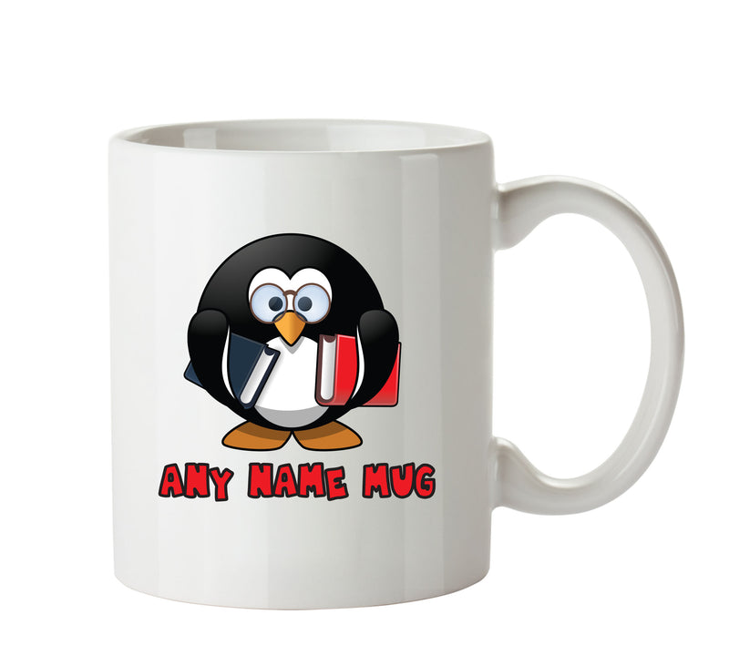 Personalised Bookworm Penguin Mug CARTOON Mug Office Mug