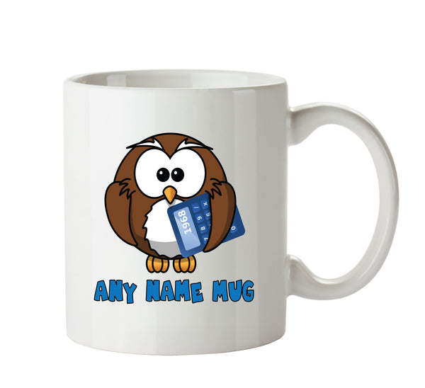 Personalised Calculator Owl Mug CARTOON Mug Office Mug – printed mug product image 1