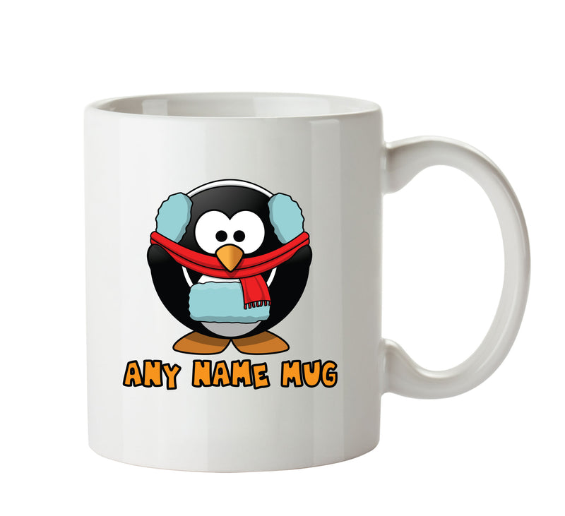 Personalised Cartoon Funny Freezing Penguin Mug