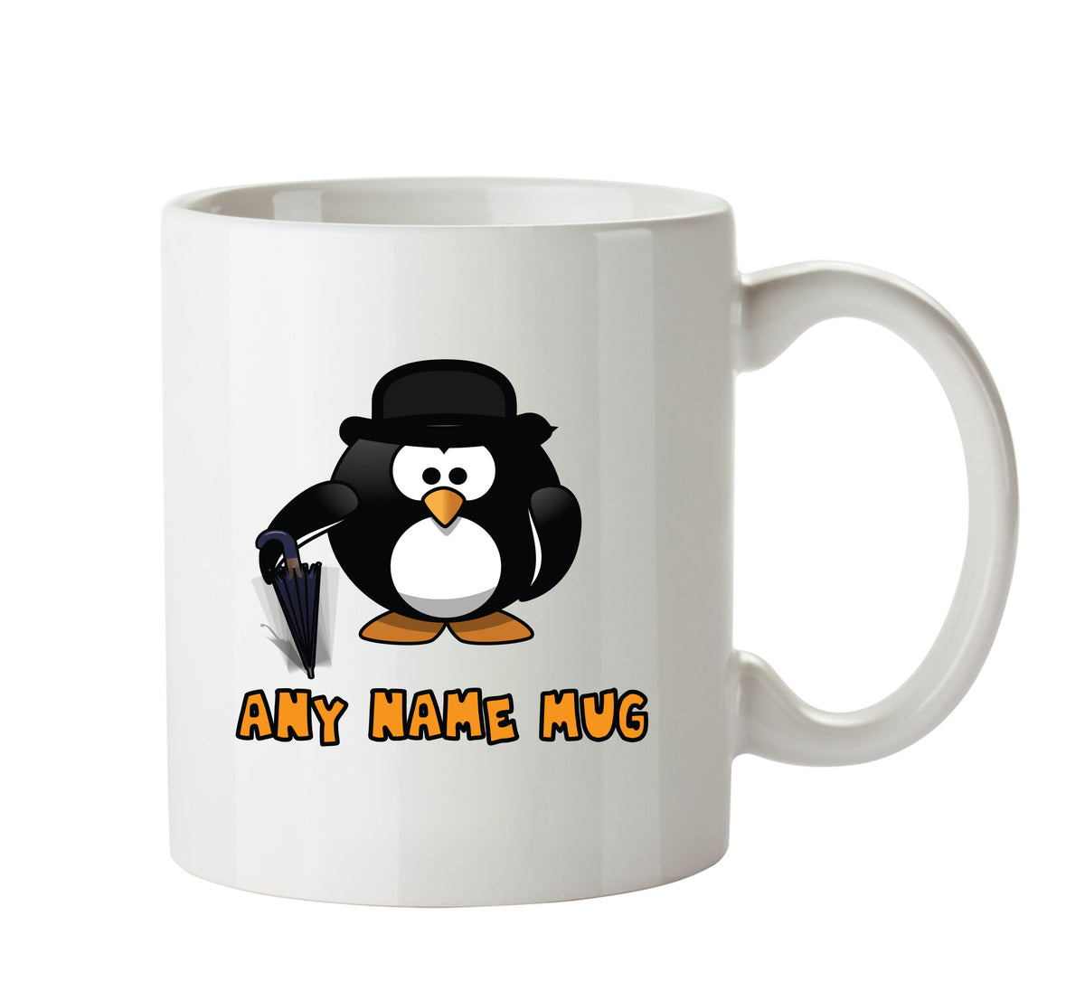 Personalised Cartoon Funny Gentlemen Penguin Mug – printed mug product image 1