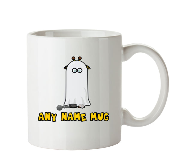 Personalised Cartoon Funny Ghost Giraffe Mug – printed mug product image 1