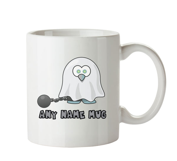 Personalised Cartoon Funny Ghost Penguin Mug – printed mug product image 1