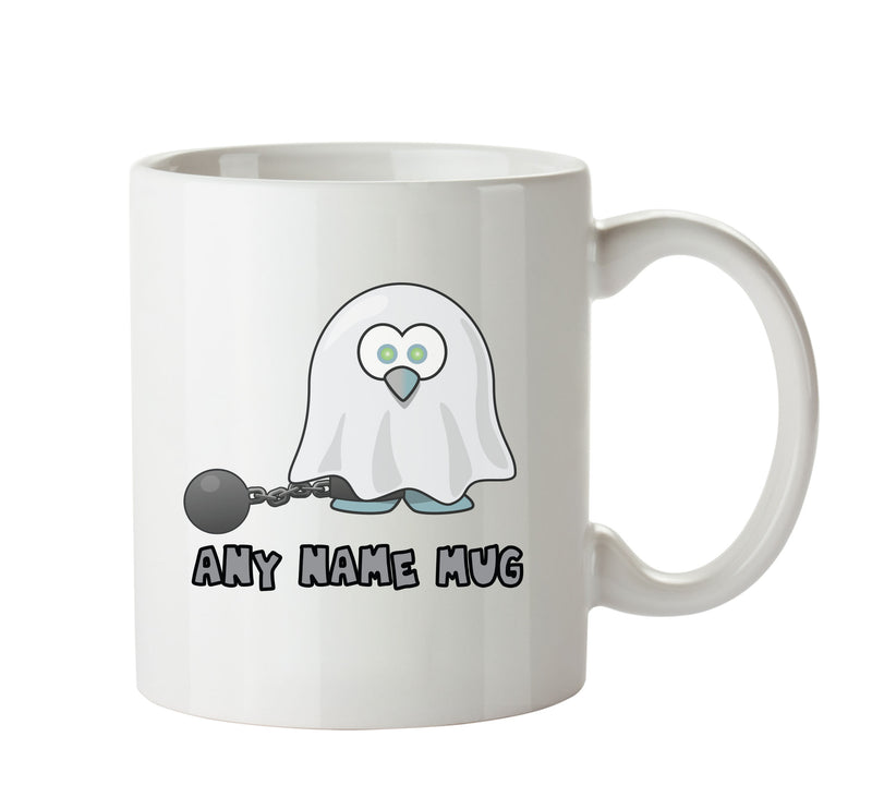 Personalised Cartoon Funny Ghost Penguin Mug