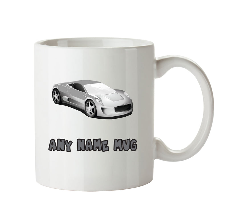 Personalised Grey Racing Car Mug Occupational Mug Office Mug