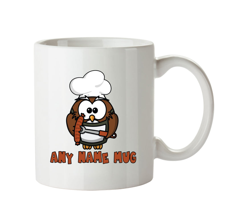 Personalised Cartoon Funny Owl Chef Mug