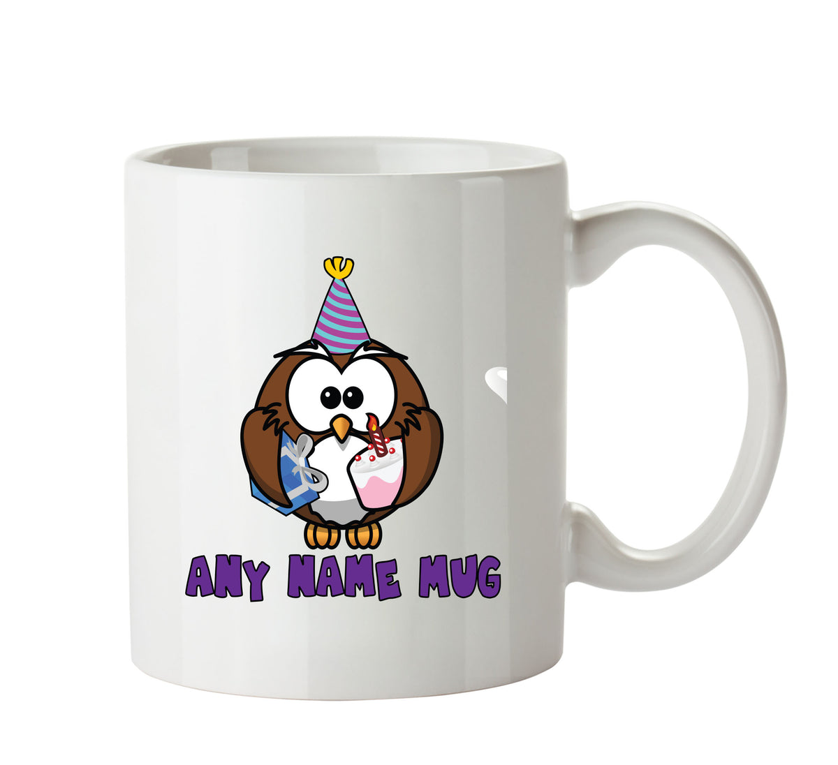 Personalised Cartoon Funny Party Owl Mug – printed mug product image 1