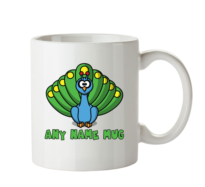 Personalised Cartoon Funny Peacock Mug