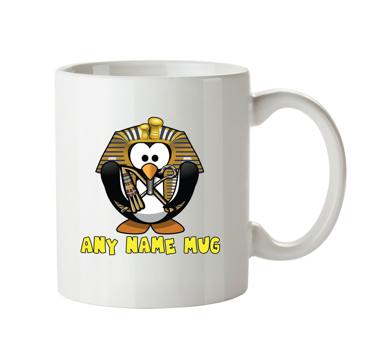 Personalised Cartoon Funny Pharao Penguin Mug – printed mug product image 1