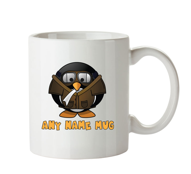 Personalised Cartoon Funny Pillot Penguin Mug