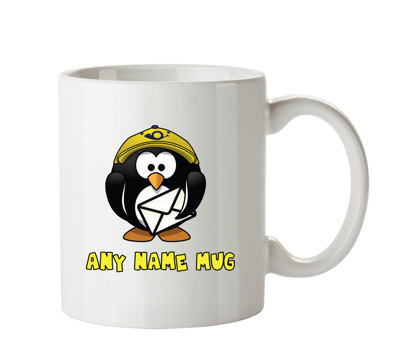 Personalised Cartoon Funny Postman Penguin MUG