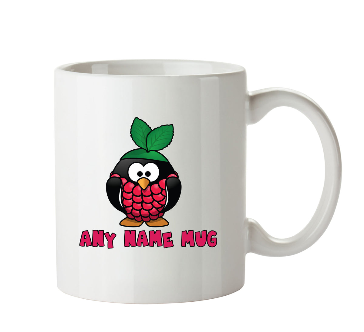 Personalised Cartoon Funny Raspberry Penguin Mug – printed mug product image 1
