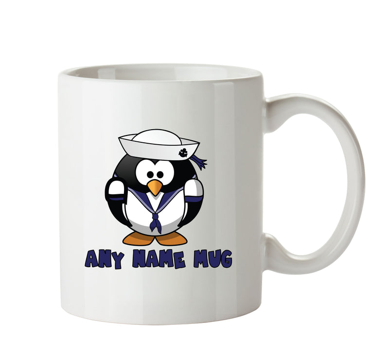 Personalised Cartoon Funny Sailor Penguin Mug