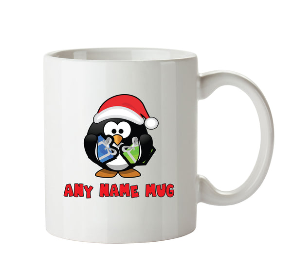 Personalised Cartoon Funny Santa Penguin Mug – printed mug product image 1