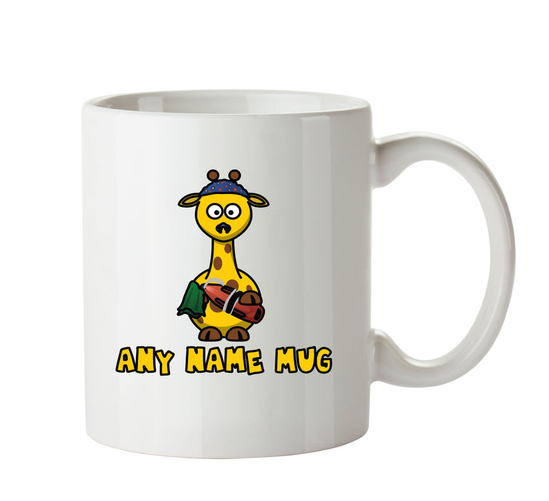 Personalised Cartoon Funny Schwimmer Giraffe Mug