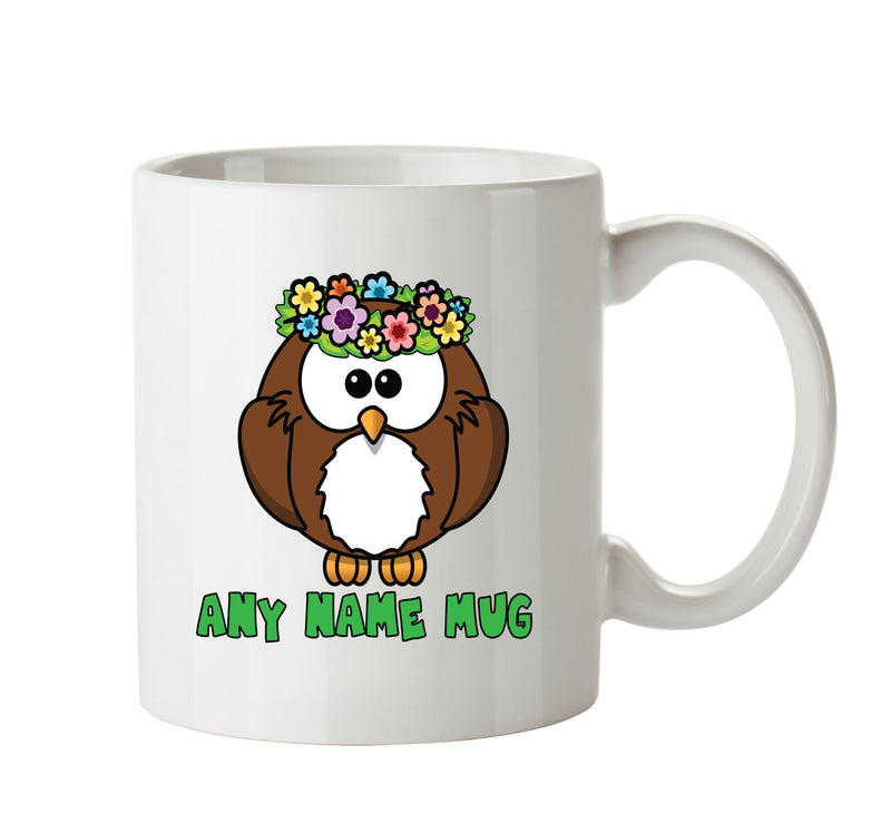 Personalised Cartoon Funny Spring Owl Mug