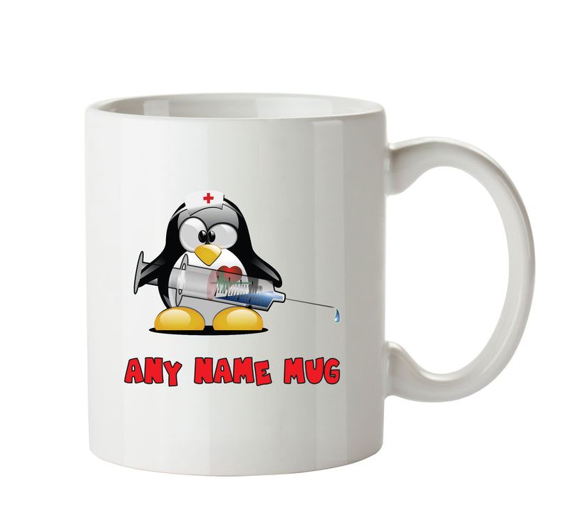 Personalised Cartoon Funny Syringe Penguin Mug