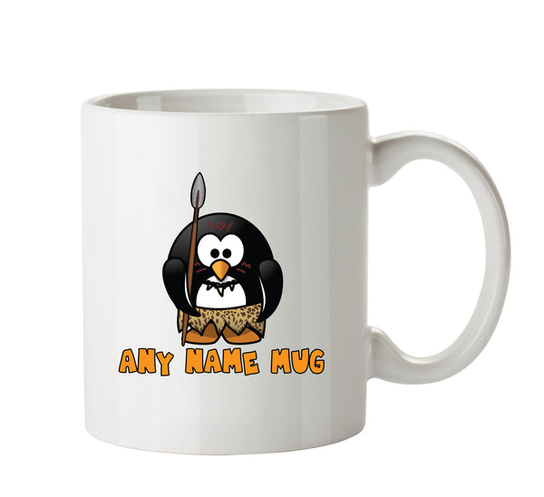 Personalised Cartoon Funny Tribal Penguin Mug – printed mug product image 1