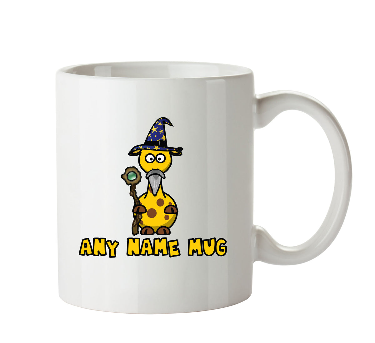 Personalised Cartoon Funny Zauberer Giraffe Mug – printed mug product image 1