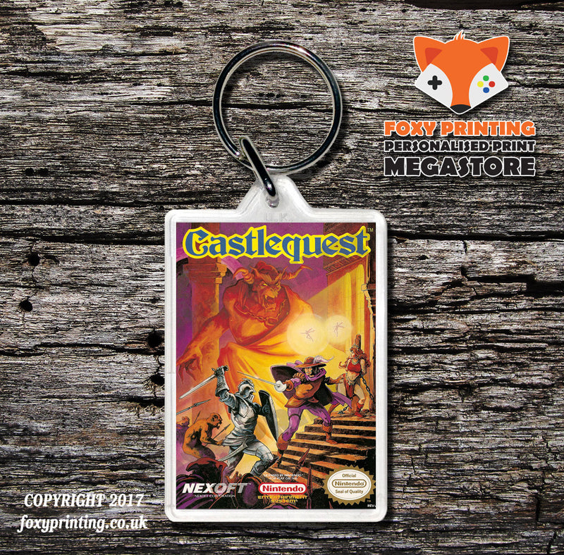Castle Of Dragon Retro NES Game Cover Art Gaming Keyring