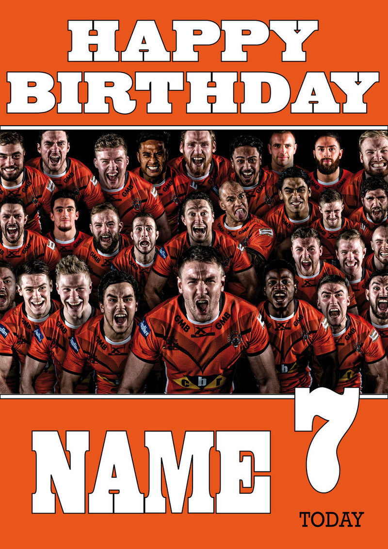 Castleford Tigers Fan TEAM THEME INSPIRED Kids Adult Birthday Card