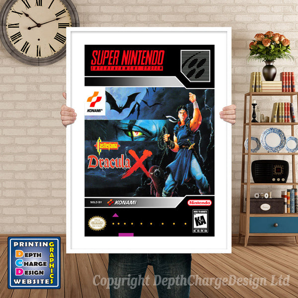 Castlevania Dracula X Super Nintendo Game Inspired Theme Retro Gaming Poster