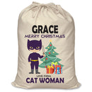 PERSONALISED Cartoon Inspired Super Hero Cat Woman GRACE - XL Children's Christmas Santa Sack CUSTOMISE Present
