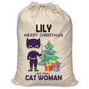 PERSONALISED Cartoon Inspired Super Hero Cat Woman LILY - XL Children's Christmas Santa Sack CUSTOMISE Present