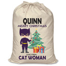 PERSONALISED Cartoon Inspired Super Hero Cat Woman QUINN - XL Children's Christmas Santa Sack CUSTOMISE Present