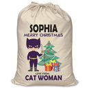 PERSONALISED Cartoon Inspired Super Hero Cat Woman SOPHIA - XL Children's Christmas Santa Sack CUSTOMISE Present